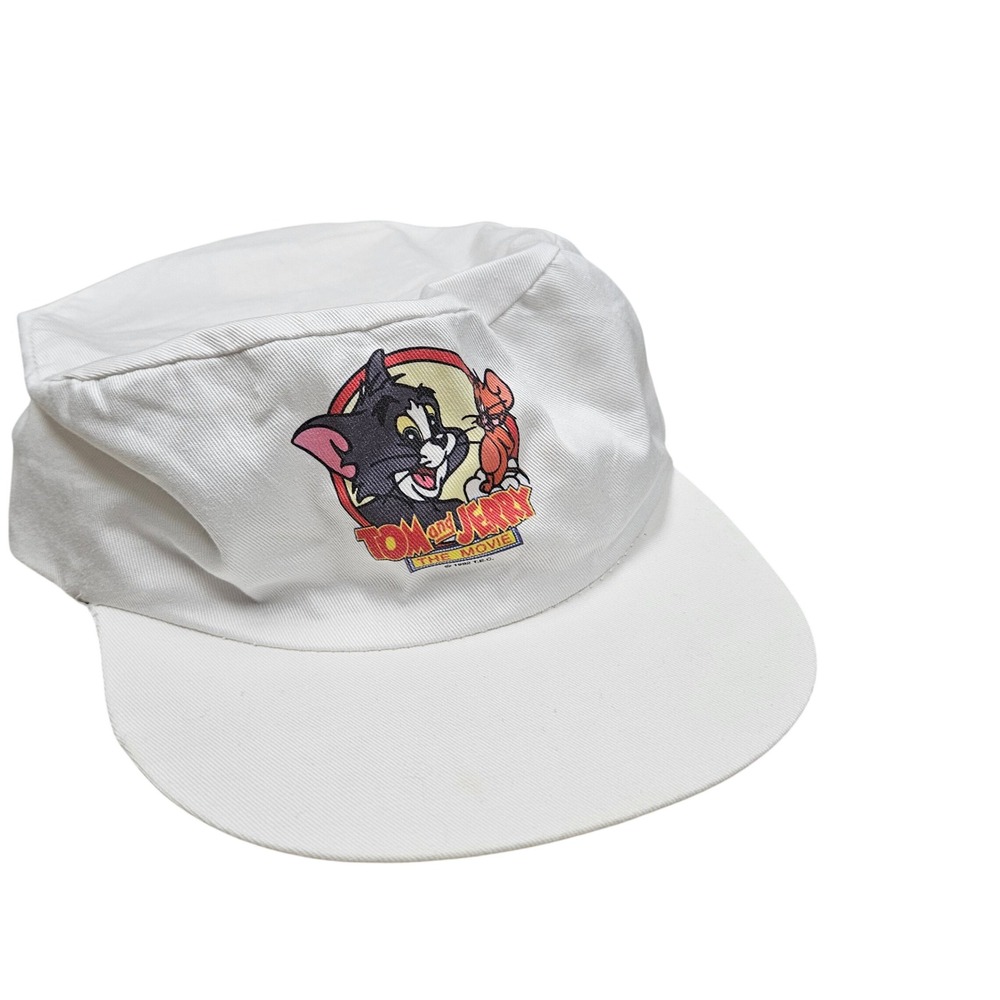 Tom and Jerry Hat Unisex White Vintage 1992 Movie Painter Cap Snapback Retro